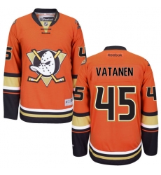 Men's Reebok Anaheim Ducks #45 Sami Vatanen Premier Orange Third NHL Jersey