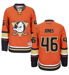 Men's Reebok Anaheim Ducks #46 Max Jones Premier Orange Third NHL Jersey