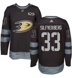 Men's Adidas Anaheim Ducks #33 Jakob Silfverberg Premier Black 1917-2017 100th Anniversary NHL Jersey