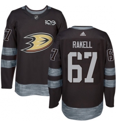 Men's Adidas Anaheim Ducks #67 Rickard Rakell Premier Black 1917-2017 100th Anniversary NHL Jersey