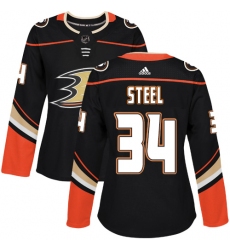 Women's Adidas Anaheim Ducks #34 Sam Steel Authentic Black Home NHL Jersey