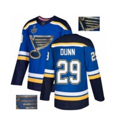 Men's St. Louis Blues #29 Vince Dunn Authentic Royal Blue Fashion Gold 2019 Stanley Cup Final Bound Hockey Jersey
