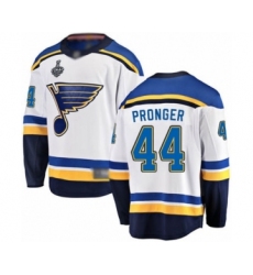 Men's St. Louis Blues #44 Chris Pronger Fanatics Branded White Away Breakaway 2019 Stanley Cup Final Bound Hockey Jersey