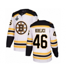 Men's Boston Bruins #46 David Krejci Authentic White Away 2019 Stanley Cup Final Bound Hockey Jersey