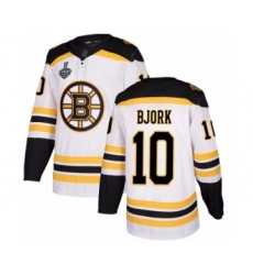 Youth Boston Bruins #10 Anders Bjork Authentic White Away 2019 Stanley Cup Final Bound Hockey Jersey