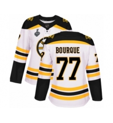 Women's Boston Bruins #77 Ray Bourque Authentic White Away 2019 Stanley Cup Final Bound Hockey Jersey