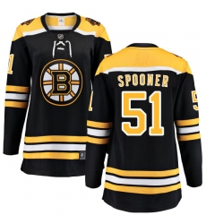 Women's Boston Bruins #51 Ryan Spooner Authentic Black Home Fanatics Branded Breakaway NHL Jersey