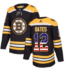 Men's Adidas Boston Bruins #12 Adam Oates Authentic Black USA Flag Fashion NHL Jersey