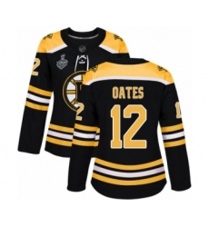 Women's Boston Bruins #12 Adam Oates Authentic Black Home 2019 Stanley Cup Final Bound Hockey Jersey