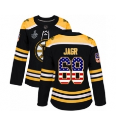 Women's Boston Bruins #68 Jaromir Jagr Authentic Black USA Flag Fashion 2019 Stanley Cup Final Bound Hockey Jersey