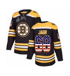 Youth Boston Bruins #68 Jaromir Jagr Authentic Black USA Flag Fashion 2019 Stanley Cup Final Bound Hockey Jersey