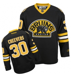 Men's Reebok Boston Bruins #30 Gerry Cheevers Premier Black Third NHL Jersey