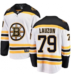 Men's Boston Bruins #79 Jeremy Lauzon Authentic White Away Fanatics Branded Breakaway NHL Jersey