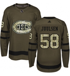 Youth Adidas Montreal Canadiens #58 Noah Juulsen Premier Green Salute to Service NHL Jersey
