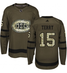 Youth Adidas Montreal Canadiens #15 Chris Terry Premier Green Salute to Service NHL Jersey