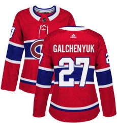 Women's Adidas Montreal Canadiens #27 Alex Galchenyuk Premier Red Home NHL Jersey