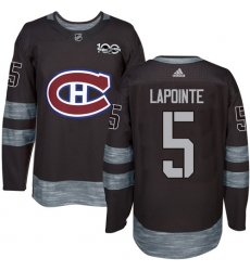 Men's Adidas Montreal Canadiens #5 Guy Lapointe Premier Black 1917-2017 100th Anniversary NHL Jersey