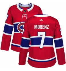 Women's Adidas Montreal Canadiens #7 Howie Morenz Premier Red Home NHL Jersey