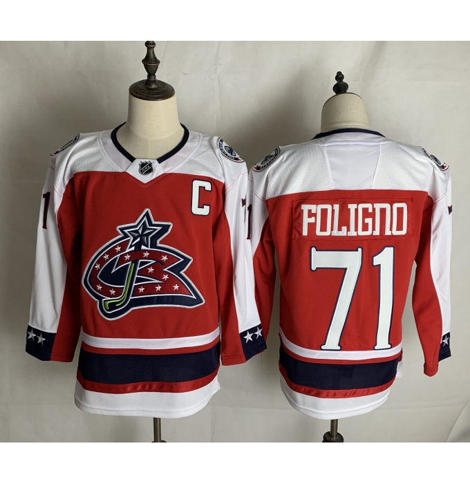 Men's Columbus Blue Jackets #71 Nick Foligno Red Authentic Classic Stitched Jersey