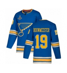 Men's St. Louis Blues #19 Jay Bouwmeester Authentic Navy Blue Alternate 2019 Stanley Cup Champions Hockey Jersey