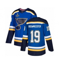 Youth St. Louis Blues #19 Jay Bouwmeester Authentic Royal Blue Home 2019 Stanley Cup Champions Hockey Jersey