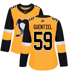 Women's Adidas Pittsburgh Penguins #59 Jake Guentzel Authentic Gold Alternate NHL Jersey
