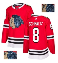 Men's Adidas Chicago Blackhawks #8 Nick Schmaltz Authentic Red Fashion Gold NHL Jersey