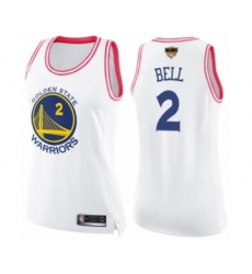 Women's Golden State Warriors #2 Jordan Bell Swingman White Pink Fashion 2019 Basketball Finals Bound Basketball Jersey