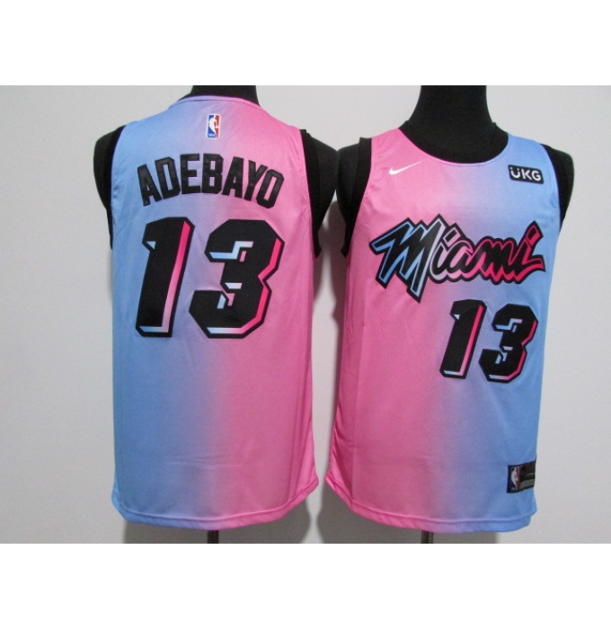 Men's Miami Heat #13 Edrice Adebayo Pink-Blue Swingman Basketball Jersey
