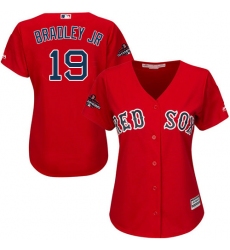 Women's Majestic Boston Red Sox #19 Jackie Bradley Jr Authentic Red Alternate Home 2018 World Series Champions MLB Jersey
