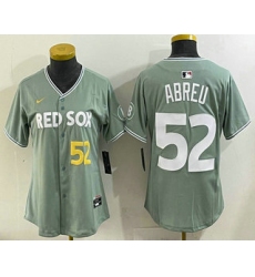 Women's Boston Red Sox #52 Wilyer Abreu Light Green 2025 City Connect Player Name Limited Jersey