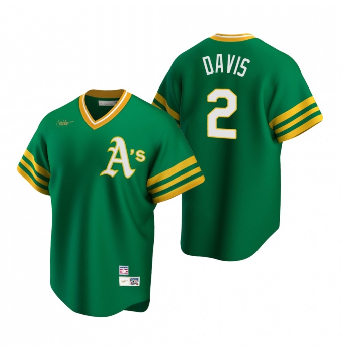 Men's Nike Oakland Athletics #2 Khris Davis Kelly Green Cooperstown Collection Road Stitched Baseball Jersey