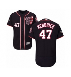Men's Washington Nationals #47 Howie Kendrick Navy Blue Alternate Flex Base Authentic Collection 2019 World Series Bound Baseball Jersey