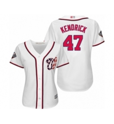 Women's Washington Nationals #47 Howie Kendrick Authentic White Home Cool Base 2019 World Series Bound Baseball Jersey