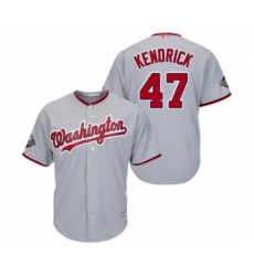 Youth Washington Nationals #47 Howie Kendrick Authentic Grey Road Cool Base 2019 World Series Bound Baseball Jersey