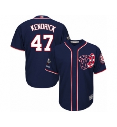 Youth Washington Nationals #47 Howie Kendrick Authentic Navy Blue Alternate 2 Cool Base 2019 World Series Champions Baseball Jersey