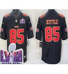Men's San Francisco 49ers #85 George Kittle Limited Black Fashion LVIII Super Bowl Vapor Jersey