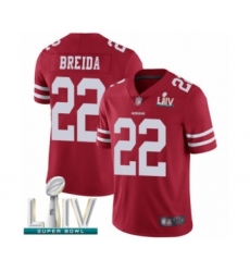 Men's San Francisco 49ers #22 Matt Breida Red Team Color Vapor Untouchable Limited Player Super Bowl LIV Bound Football Jersey