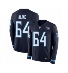 Men's Nike Tennessee Titans #64 Josh Kline Limited Navy Blue Therma Long Sleeve NFL Jersey
