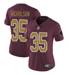 Women's Nike Washington Redskins #35 Montae Nicholson Burgundy Red/Gold Number Alternate 80TH Anniversary Vapor Untouchable Elite Player NFL Jersey
