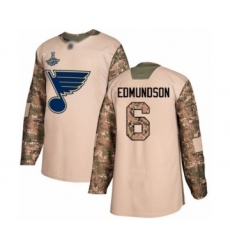 Youth St. Louis Blues #6 Joel Edmundson Authentic Camo Veterans Day Practice 2019 Stanley Cup Champions Hockey Jersey