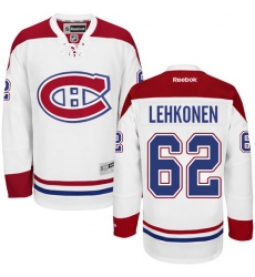 Men's Reebok Montreal Canadiens #62 Artturi Lehkonen Authentic White Away NHL Jersey