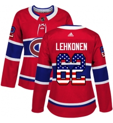 Women's Adidas Montreal Canadiens #62 Artturi Lehkonen Authentic Red USA Flag Fashion NHL Jersey