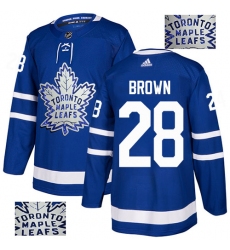 Men's Adidas Toronto Maple Leafs #28 Connor Brown Authentic Royal Blue Fashion Gold NHL Jersey