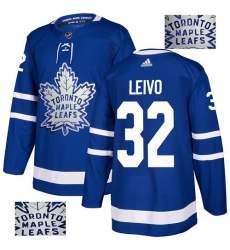 Men's Adidas Toronto Maple Leafs #32 Josh Leivo Authentic Royal Blue Fashion Gold NHL Jersey