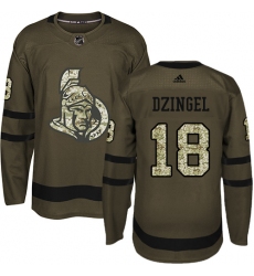 Youth Adidas Ottawa Senators #18 Ryan Dzingel Premier Green Salute to Service NHL Jersey