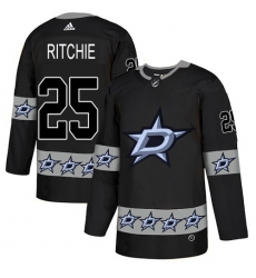 Men's Adidas Dallas Stars #25 Brett Ritchie Authentic Black Team Logo Fashion NHL Jersey