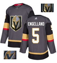 Men's Adidas Vegas Golden Knights #5 Deryk Engelland Authentic Gray Fashion Gold NHL Jersey