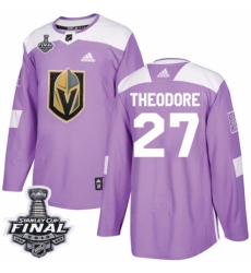 Youth Adidas Vegas Golden Knights #27 Shea Theodore Authentic Purple Fights Cancer Practice 2018 Stanley Cup Final NHL Jersey