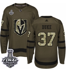 Youth Adidas Vegas Golden Knights #37 Reid Duke Authentic Green Salute to Service 2018 Stanley Cup Final NHL Jersey